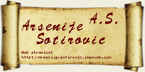 Arsenije Sotirović vizit kartica